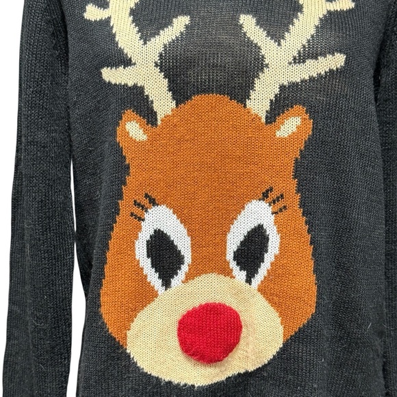 Carolyn Taylor Reindeer Rudolph Christmas Sweater Size Large Novelty Soft Party - Picture 2 of 10